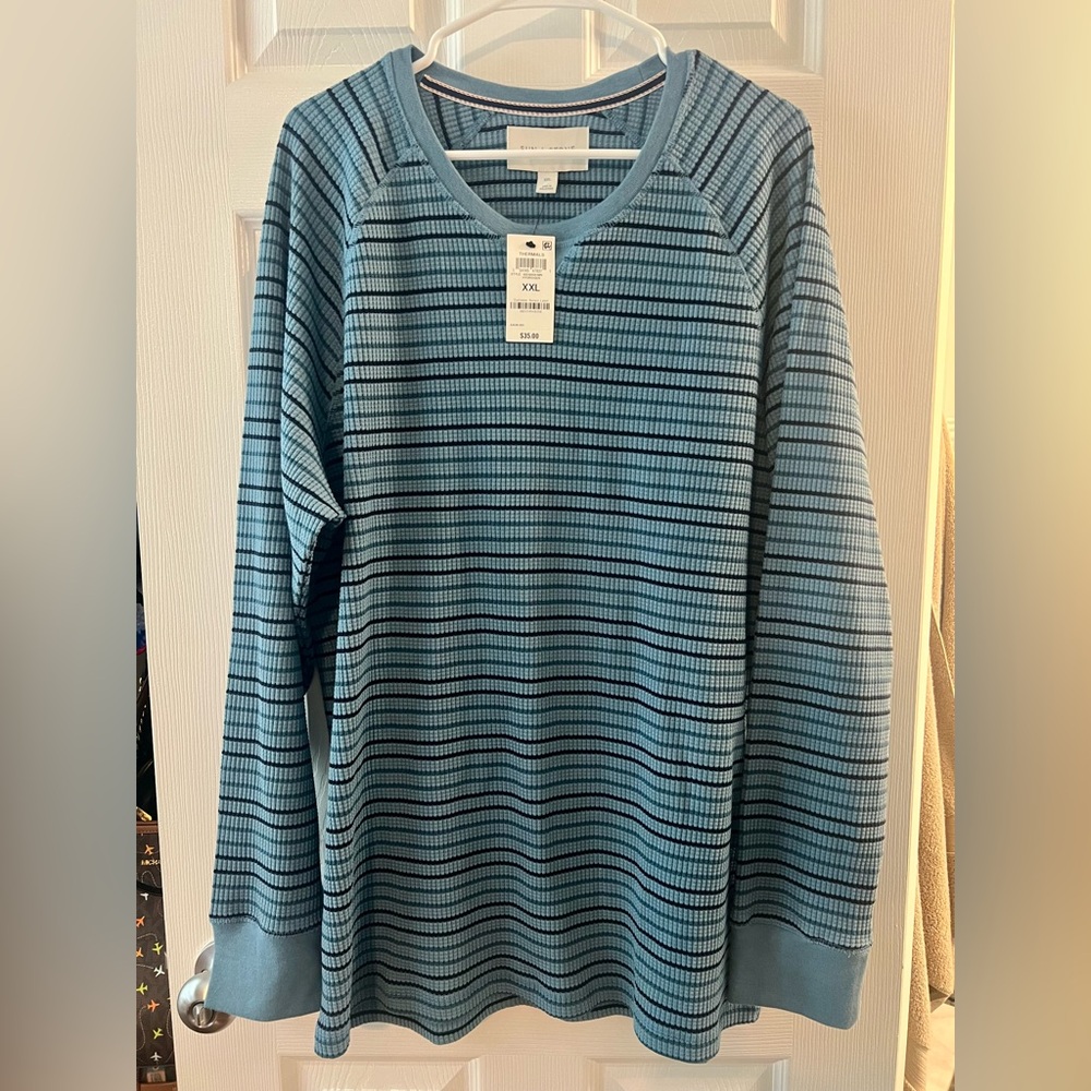 NEW Sun + Stone Men's Waffle Knit Blue Shirt Size XXL